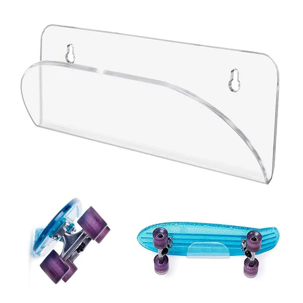 Vente en gros de supports muraux pour skateboard, support de plaque coulissante, support de planche de surf en acrylique, support de skateboard en acrylique