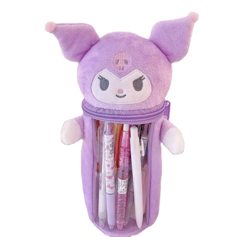 Sanrio bonito Sanrio Plush Lápis Caso Dos Desenhos Animados Kuromi Minha Melody Plush Boneca Bonito Beleza Pen Holder Box Brinquedos para Meninas Presente
