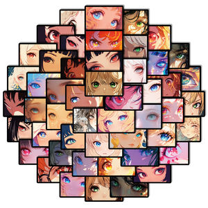 50 Uds dibujos animados Anime chicas hermosos ojos pegatinas de grafiti para teléfono coche decoración estética Kawaii chica pegatina - Product Image 1