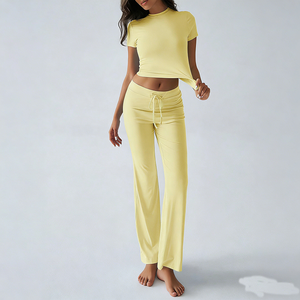 Conjunto de Dos Piezas para Mujer, Primavera-Verano 2026, Elegante, Color Sólido, Cuello Redondo, Tela Suave, Estilo Urbano Casual para Uso Diario - Product Image 5