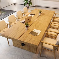 Table de conférence en bois massif de luxe léger avec combinaison libre pour bureau, salon, formation - Design moderne et épuré, bureau long