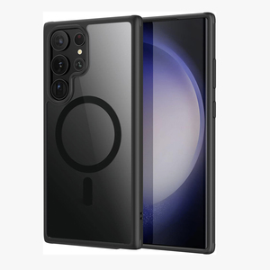 Funda de teléfono magnética para <span class=keywords><strong>Samsung</strong></span> <span class=keywords><strong>S23</strong></span> <span class=keywords><strong>Ultra</strong></span> <span class=keywords><strong>Plus</strong></span> 22, fundas móviles negras transparentes, funda trasera híbrida clásica resistente al amarilleo - Product Image 1
