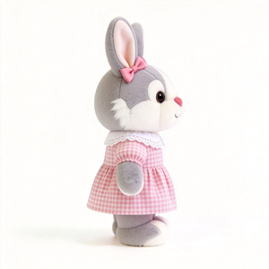 Nuevo Diseño de Peluche de Conejo Gris, Adorable Conejo con Vestido, Peluche de Animal Personalizado, Peluche de Conejo Relleno - Product Image 4