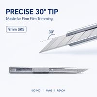 Couteau utilitaire 9 mm pour la découpe de film teinté et de vinyle, manche en acier inoxydable, corps fin, outil de précision pour les ateliers de teinture