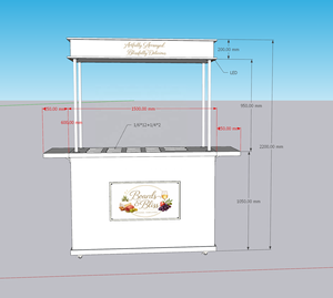 Carrito de Comida Moderno Personalizado de Madera, Barra de Aperitivos Portátil para Exteriores, Hotel, Parque, Diseño de Paneles de Madera, Muebles Comerciales - Product Image 4
