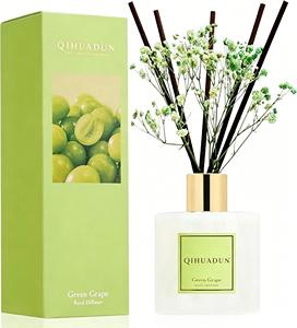 Diffuseur de roseaux aux raisins verts naturels de qualité supérieure, écologique et longue durée, pour salon, chambre et salle de bain, parfum pomme et citron frais - Product Image 1
