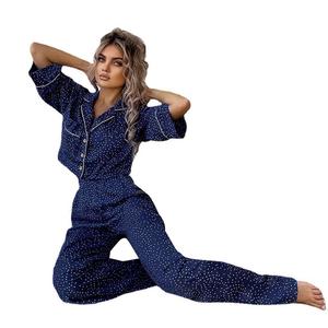 אופנה וקז'ואל סִגְנוֹן קיץ פיג'מה עם שרוולים קצרים סט פיג'מות לנשים - Product Image 6