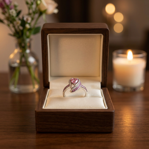 Anillo de Moissanita Rosa de Corte Esmeralda con Engaste de Garras, Certificado GRA, Plata de Ley S925, Diseño Curvo Ondulado con Pavé, Anillo de Cóctel Fino para Mujer - Product Image 2