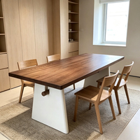 Table à manger rectangulaire en bois de frêne massif, style Wabi-Sabi moderne, écologique et durable, meubles pour la maison