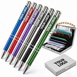 Stylo avec logo personnalisé en alliage d'aluminium, prix bas, vente en gros, cadeau promotionnel d'entreprise, stylos à bille - Product Image 1