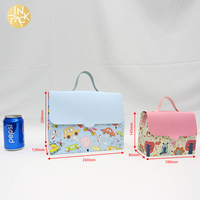 Boîte-cadeau en carton personnalisée de luxe, design moderne unique avec poignées en PU pour bébés garçons et filles, emballage de dessin animé