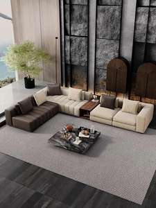 Conjunto de sofá de salón de diseño moderno cinturón de acero inoxidable tela de terciopelo para villas y centros comerciales - Product Image 3