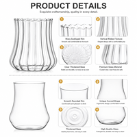 Gobelet moderne en verre borosilicate transparent de 18 oz, à paroi côtelée, pour eau, jus glacé, café, cocktail, maison, restaurant