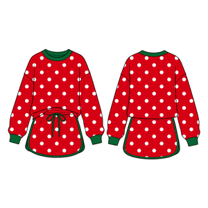 Tenues de Noël personnalisées à pois pour filles, ensembles décontractés pour sœurs, vêtements de boutique en gros, prix d'usine, mignons et doux pour tout-petits - Product Image 6