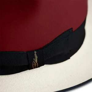 Chapeau Fedora en feutre de laine bicolore, couronne bordeaux, bord blanc, bande noire, unisexe, adulte, style européen, décontracté, quatre saisons, 56-58CM - Product Image 4