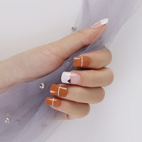 Faux ongles carrés courts à presser, couvrance totale, roses, en ABS, à coller, 24 pièces