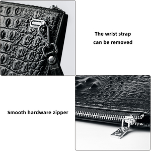 Long <span class=keywords><strong>portefeuille</strong></span> en <span class=keywords><strong>cuir</strong></span> de crocodile pour hommes avec fermeture à glissière à la mode, fabriqué à la main pour le voyage - Product Image 3