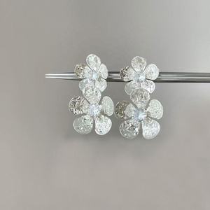 Pendientes de tuerca de aleación de zinc con forma de flor a la moda, con engaste de canal, joyería exquisita para mujer, accesorios de moda para fiestas que combinan con todo. - Product Image 6