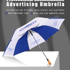 Hot Selling Semi Automatic Blue White Wooden Handle Custom logo Umbrella 2 Fold for Portable Golf Umbrella Custom logo Windproof - Product Image 4