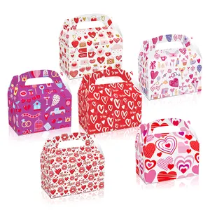 Valentines Day Wedding Party Favor Treat Box Portable Food Candy Cookie Gable Paper Gift Boxes Packaging With Handles