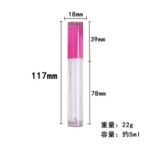 Tubo de brillo labial de 5 ml, envase cosmético vacío, tubos de plástico para rellenar tinte labial con tapa rosa, roja y negra - Product Image 5