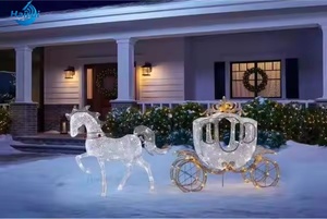 Sculpture de cheval de Cendrillon éclairée en 3D, personnalisée en usine, pour décoration de mariage - Product Image 3