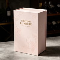 Boîte Cadeau Rigide de Luxe Personnalisée pour Vin, OEM ODM, Boîte en Carton Rigide avec Logo Personnalisé, Structure Durable pour Vin Rouge, Boissons, Aliments, Shopping