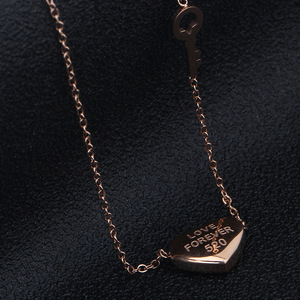 Collar de Oro Rosa con Forma de Corazón, Amor Eterno 520, Colgante Grabado con Cadena para Uso Diario, Regalo - Product Image 4