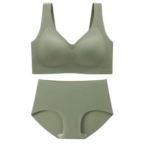 Plus Size Supportive Comfortable Wireless <b>Bra</b> Set Comfortable Seamless <b>Bra</b> and Underwear Sets for Women - Product Image 1
