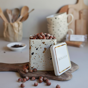 1.8L Slip Lid Terrazzo Cream Tin <b>Box</b> 120x120x137mm Square Recyclable Tinplate Plastic Material for Biscuit Candy Tea <b>Packing</b> - Product Image 3