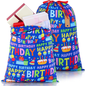 Sacchetti Regalo in Tela Colorati a <span class=keywords><strong>Tema</strong></span> Compleanno con Cordoncino, Borse Riutilizzabili per Regali e Feste - Product Image 1