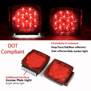 RTS 12V DOT Submersible Red Led Trailer Lights Rear Tail Light Set For Trailer Boat Truck RV