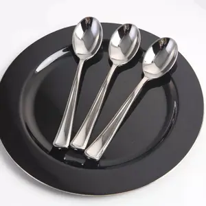 Set di posate rivestite in plastica argento all'ingrosso Set di posate riciclabili forchetta e cucchiaio per coltelli pesanti
