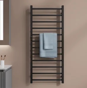Beliebte schwarze Badezimmer beheizte Handtuch halter Wand montage quadratische Handtuch wärmer freistehende Handtuch halter