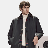 Trench-coat pour homme en mélange de polyester, style défilé, avec fermeture éclair sur le devant