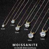 Kalung Liontin Moissanite Bulat Perak Sterling 925 untuk Wanita (1 karat 2 karat 3 karat) Kalung Batu Permata Klasik dengan Sertifikat GRA