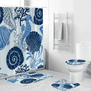 Dye Sublimation Custom Printed Shower <b>Curtain</b> and Bath Rug <b>Bathroom</b> Set - Product Image 4