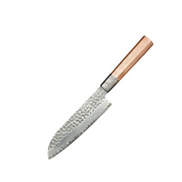 Couteau Santoku en acier Damas VG10, ambidextre, compatible lave-vaisselle, manche en bois d'ébène et laurier rouge, forgé sur mesure, couteau de chef tranchant