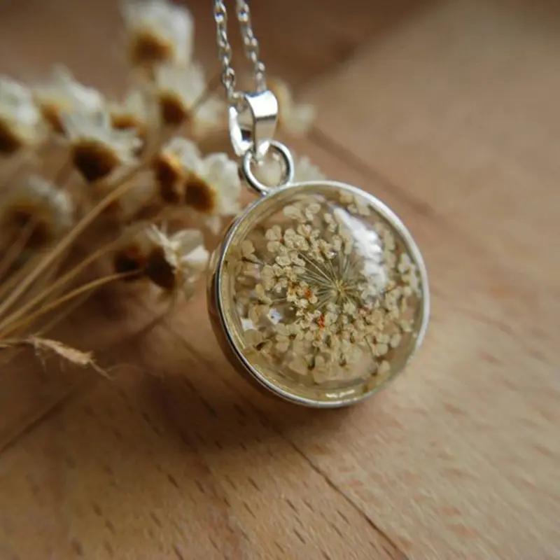 Sterling Silver Live Plant Dried Price Flower Necklace In Pakistan