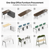Poste de travail modulaire extensible moderne pour bureau, avec cloison et armoire de rangement, pour 2, 4 ou 6 personnes