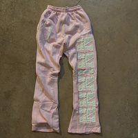 Pantalon de jogging évasé personnalisé pour hommes avec broderie et patchs, style streetwear