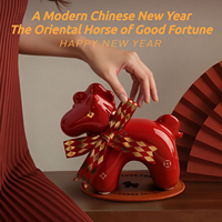 Ornement porte-bonheur en porcelaine Tonfo, thème Cheval, Cadeau du Nouvel An, Cadeau promotionnel, Guochao, Création d'inspiration chinoise pour la maison
