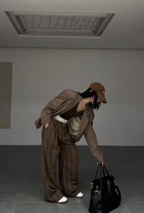 Brand Design Patchwork Waistband <strong>Women</strong> Wide Leg Pants Fashion Stripe <strong>Women</strong> Pants Wholesale