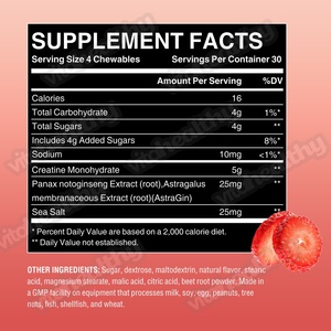 Vitaheathy OEM/ODM di creatina di prima scelta mastica compresse di creatina biologica compresse da masticare per adulti pastiglie di creatina masticabili fruttate - Product Image 2