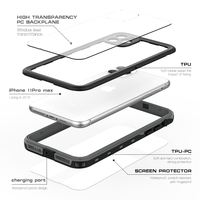 Coque de téléphone certifié personnalisé, housse étanche IP68, en PC + TPU, transparente, pour iphone 11 Pro Max, avec Service UPC gratuit pour Amazon/raspberry