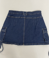Mini jupe-culotte en jean haute élasticité avec poche cargo de grande taille pour femmes en denim mini-jupe et short divisés en vente en gros