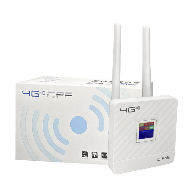Cpe903 4G Lte Cpe Router Sim Card Slots Wifi 6 Wireless Network Modem Routers 2 External Antenna Lcd Screen Router 30Devices