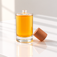 Flacon de parfum rond en verre personnalisé 30ml 50ml, contenant vide pour parfum, couvercle en bois, vaporisateur à pompe, emballage cosmétique