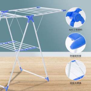 מרפסת חיצונית רב תכליתית, נייר ויבש אנכי מתכתי 19 צינורות כביסה בגדים מתלה ייבוש למכירה - Product Image 3