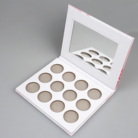 Palette de fards à paupières en carton 12 compartiments avec miroir, étui compact vide pour maquillage, palette compacte carrée magnétique pour fards à paupières et illuminateur